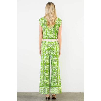 Green Pattern Knitted Pants