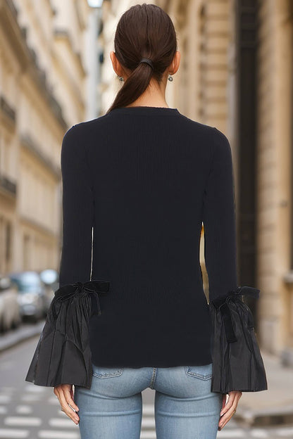 BLACK BELL SLEEVE TOP