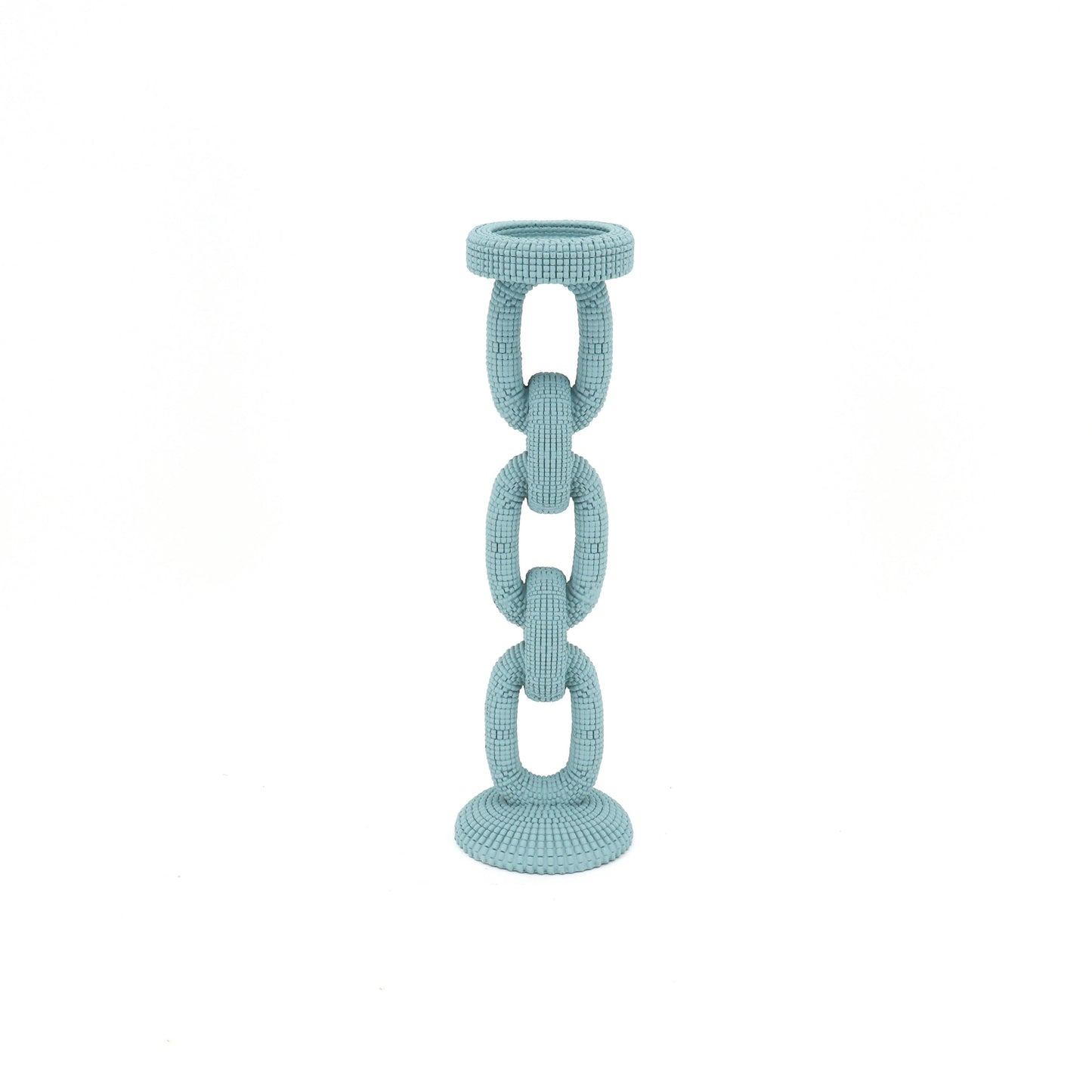 Large Blue Beaded Candle Holder