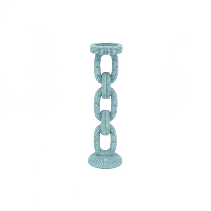Large Blue Beaded Candle Holder