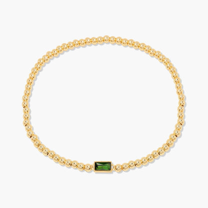 Luxury Square Rhinestone Gold Plated Beaded Bracelet 6W6JBR529: Green / F