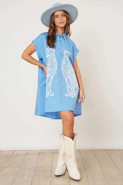 Sequin Cheetahs Shirt Dress