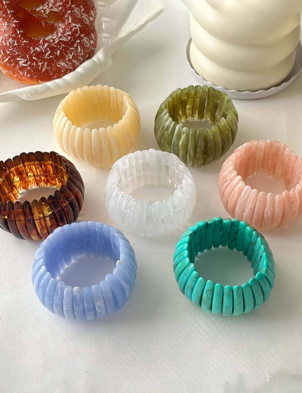 Vintage Irregular Resin Stretch Bangle Bracelet MK2PPPO6W6JBR138: Blue