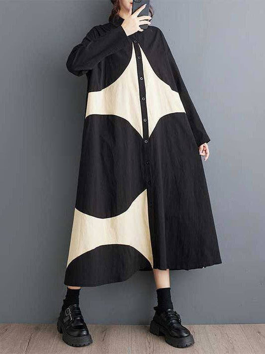 Black & Cream A-Line Dress