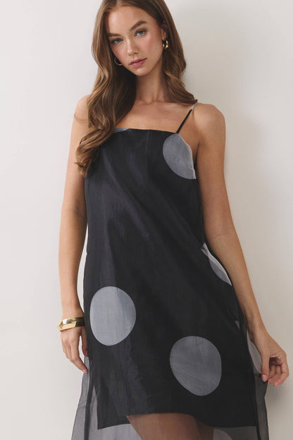 Black & White Polka Dot Sheer Maxi Dress