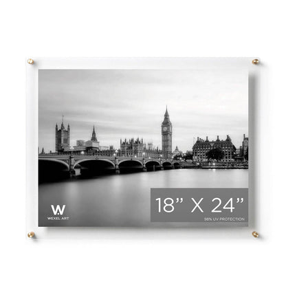 18x24" Modern UV-Grade Acrylic Floating Wall Frame: Gold