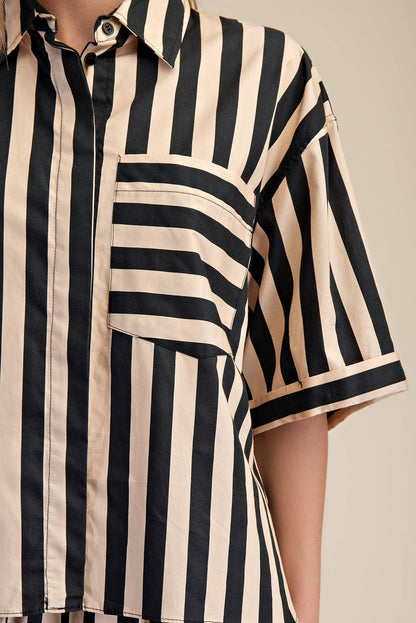 Black & White Striped Short Set