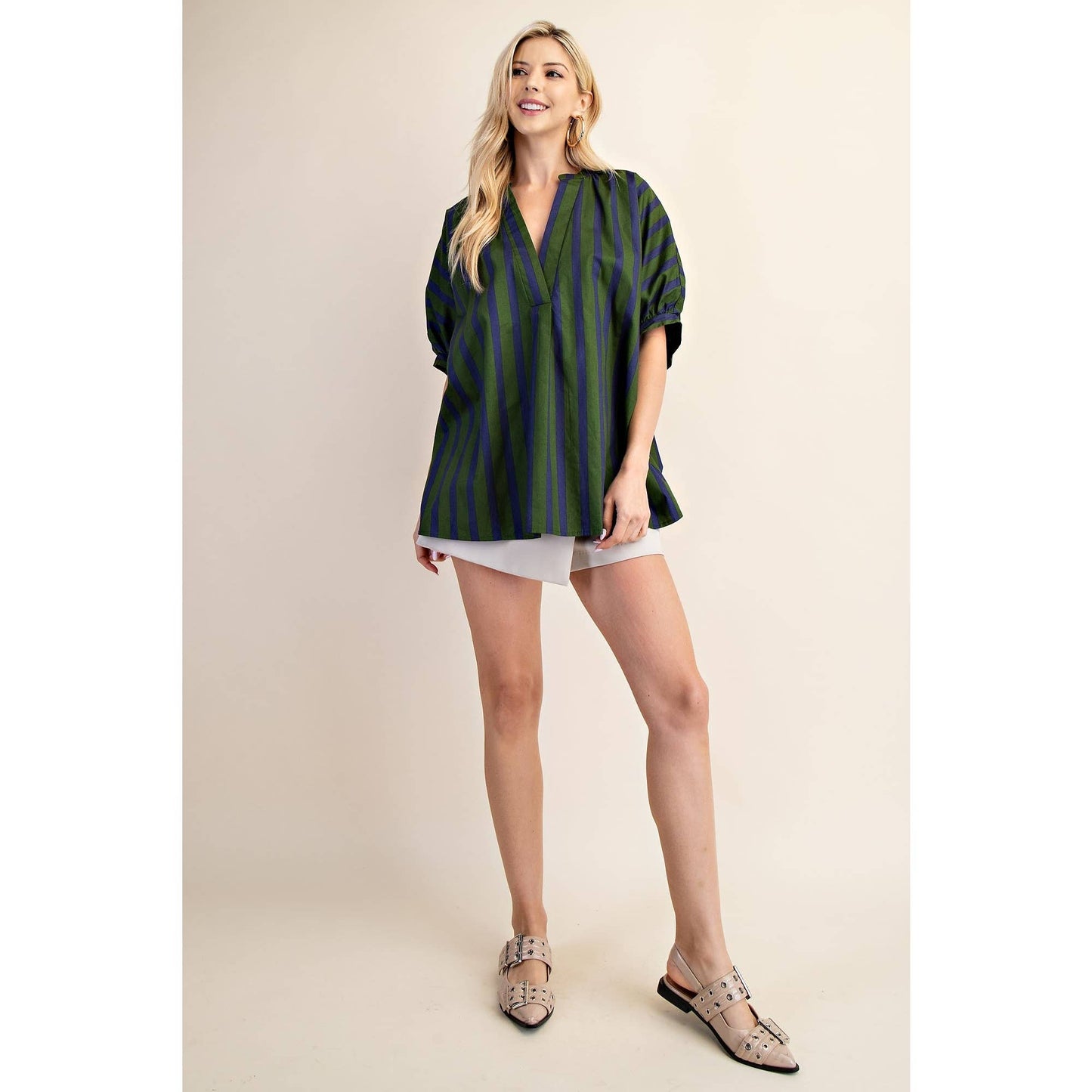Navy & Olive Top