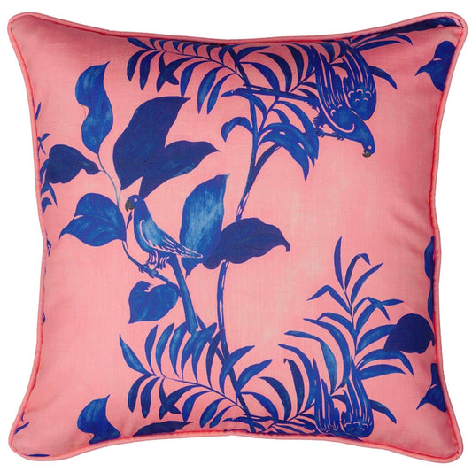 Pink & Blue Parrots Pillow 26"