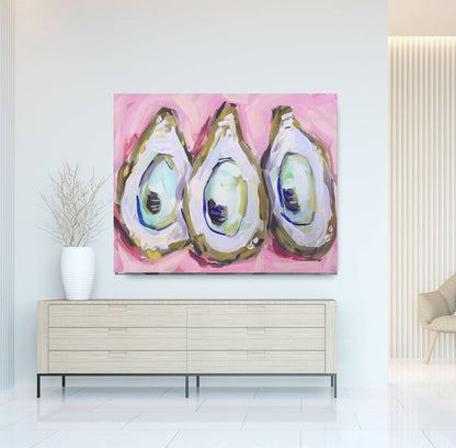 Oyster Print on Paper "Oysters on Pink": Print / 16" x 20"
