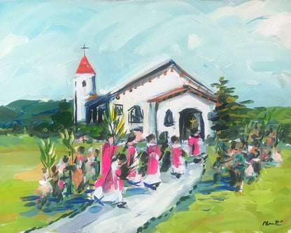 "Palm Sunday 3" Print in Acrylic Floating Frame 19x23"