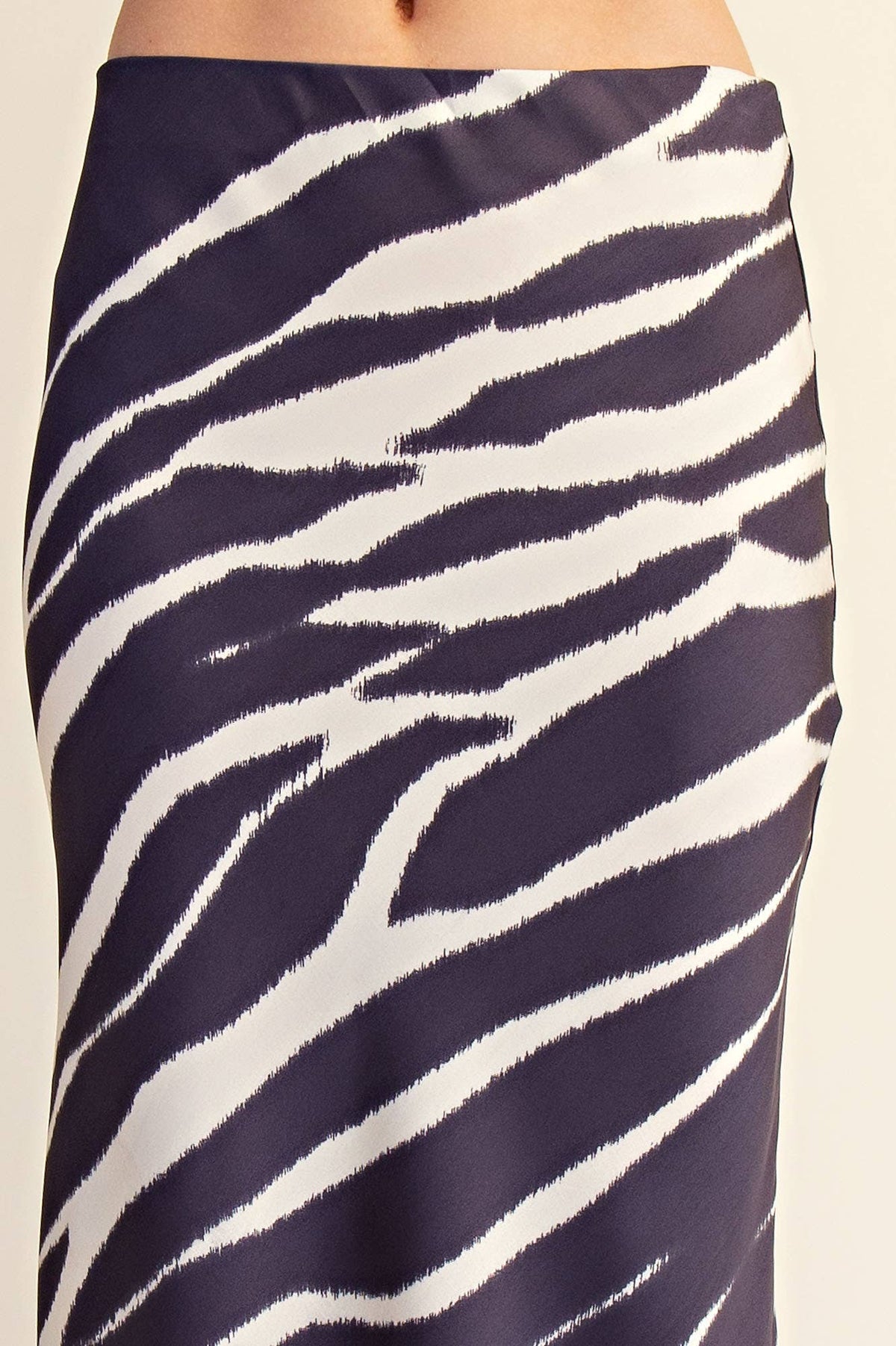 Zebra Satin Midi Skirt