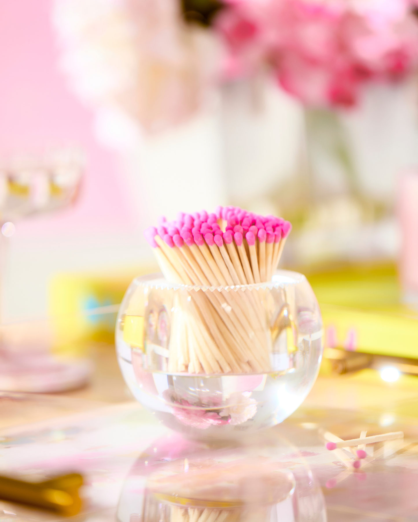 Hot Pink Matches in Round Container