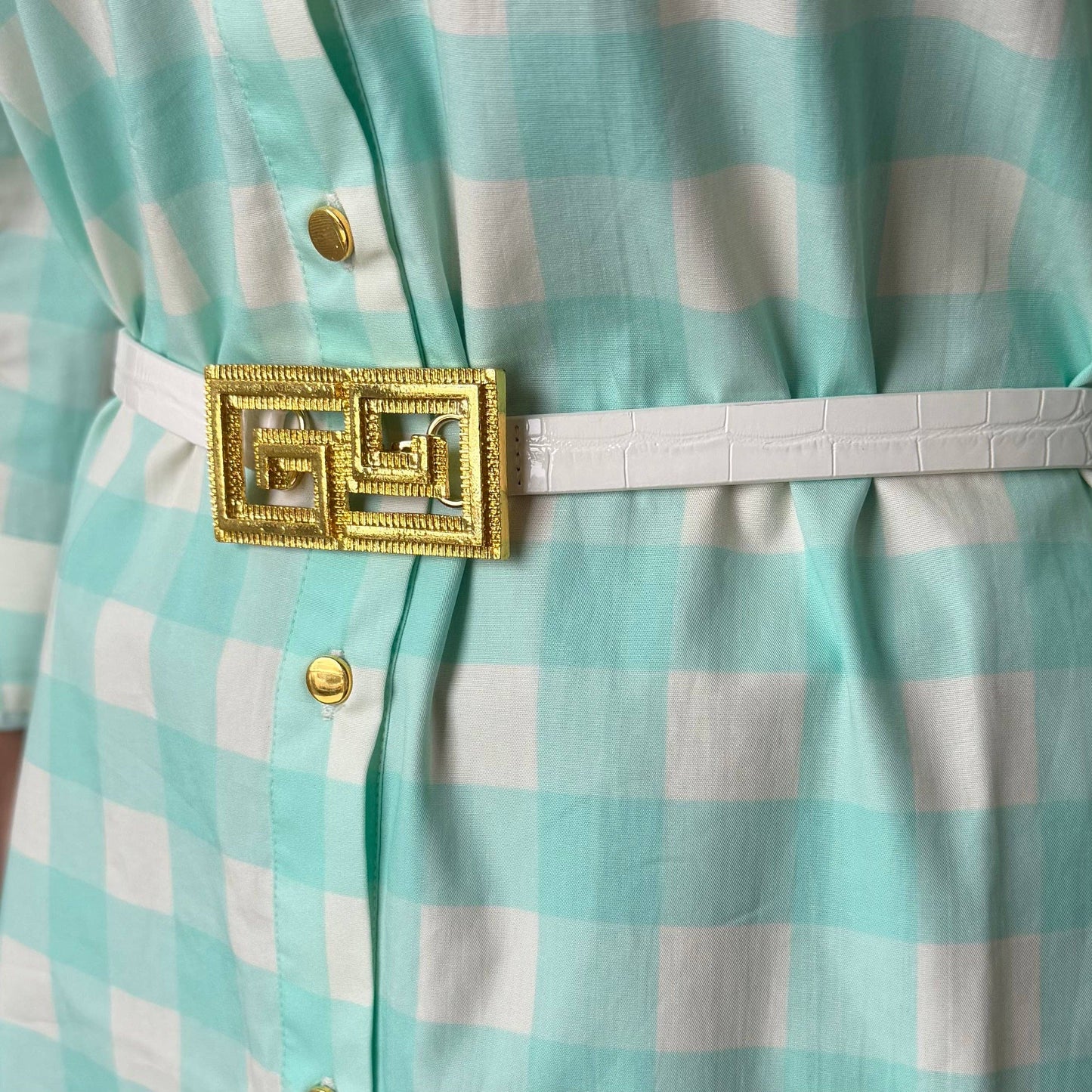 Thin White Crocodile Leather Belt: 0