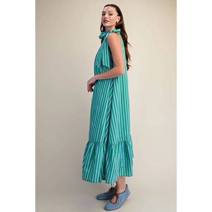 Green Striped Midi Dress