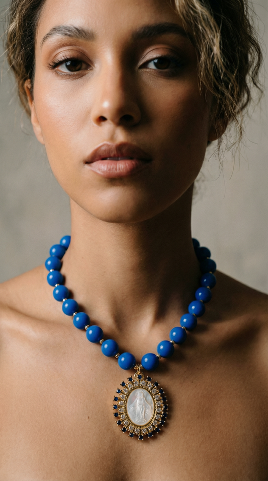 Mary Blue Beaded Necklace