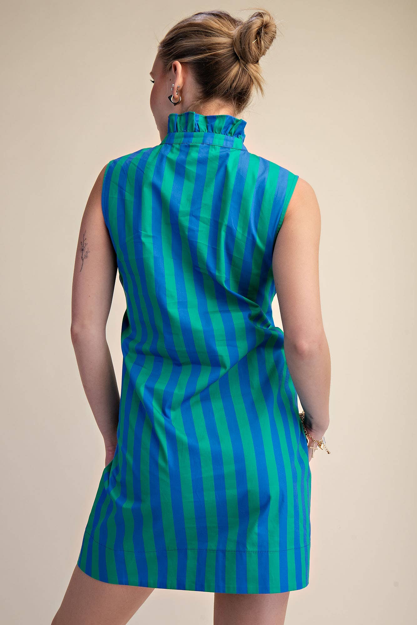 Blue & Green Striped Dress