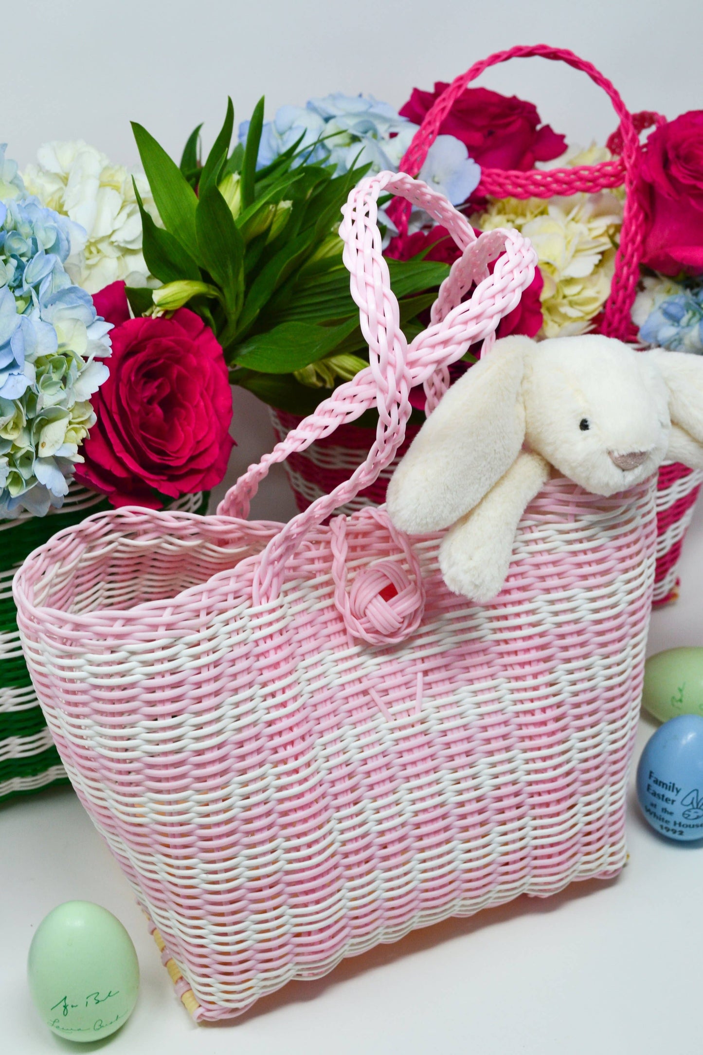 Berry Basket | Lined Paper Stripe in Baby Pink / White