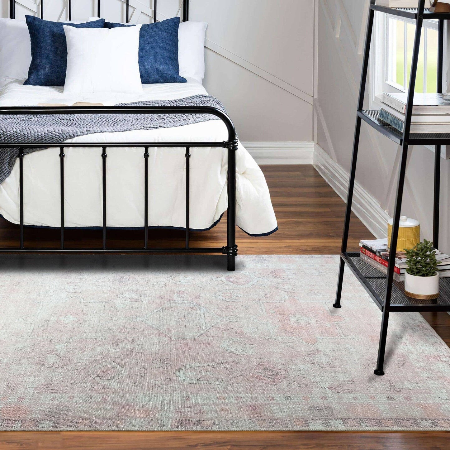 Leonie Pink Pale & Dusty Persian Vintage Rug: 5&#39;9x8&#39;9 ft 180x270cm