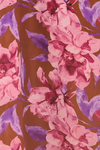 Pink & Brown Floral Skirt Set