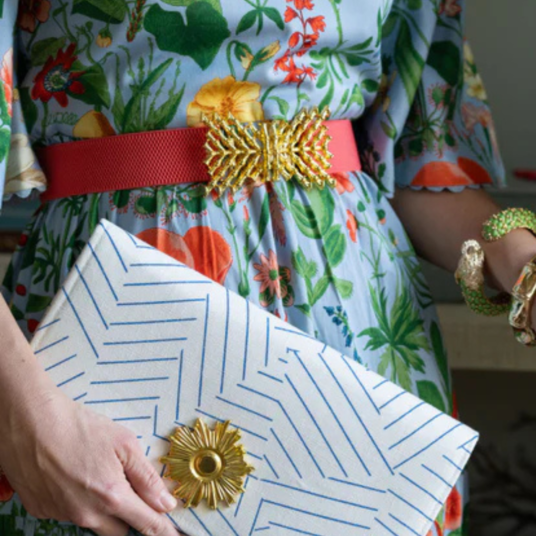 Gold Crisscross Bamboo Belt Buckle