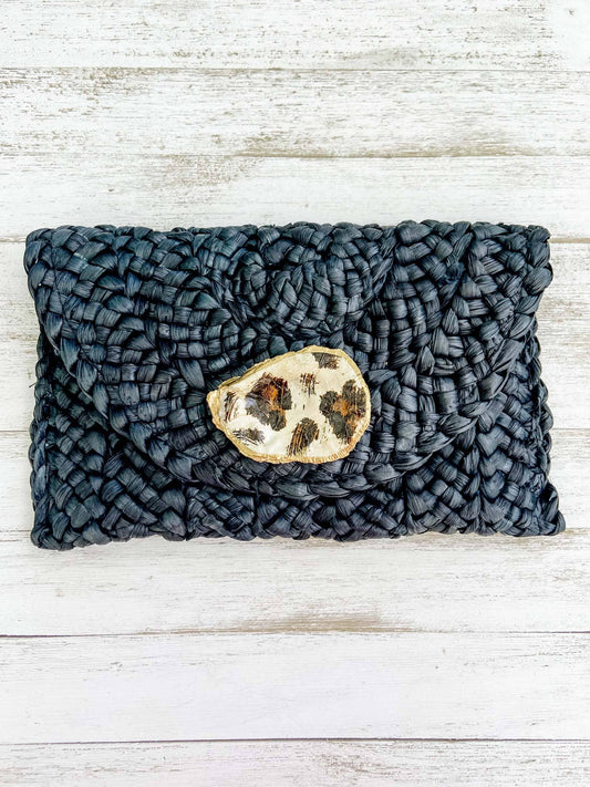 Leopard Oyster Shell Clutch