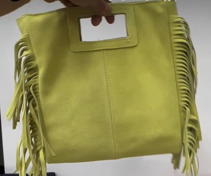 Fringe Suede Crossbody Bag: Cream