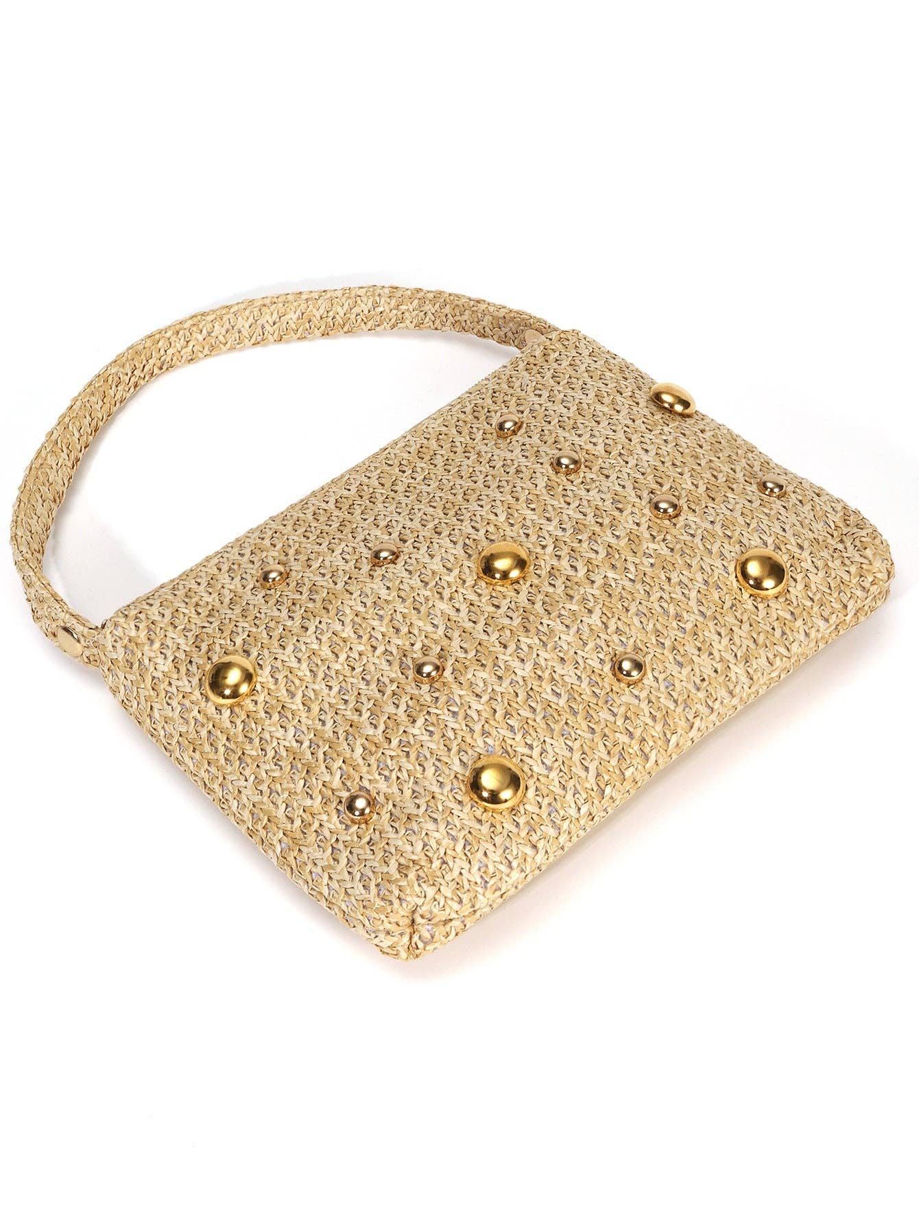 Mini Straw Studded Clutch