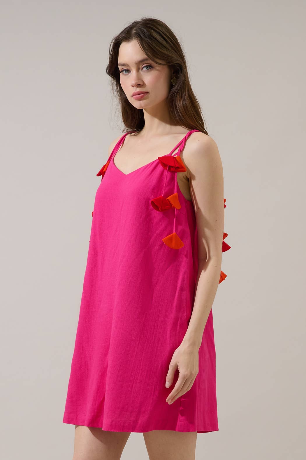 Fuchsia Tassel Mini Dress
