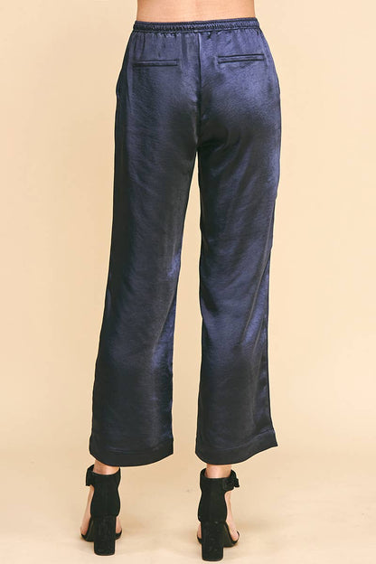 NAVY SATIN PANTS