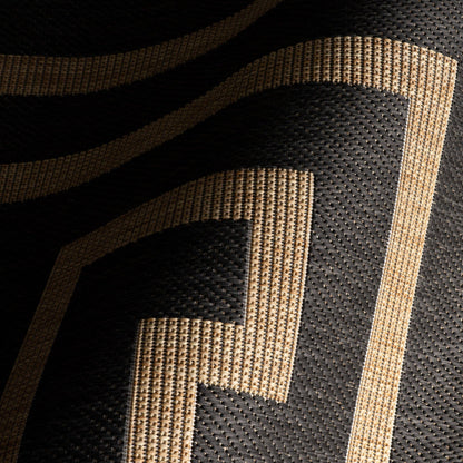 Zirelle Indoor/Outdoor Contemporary Area Rug: Brown / Rectangle / 6' 7" X 9'