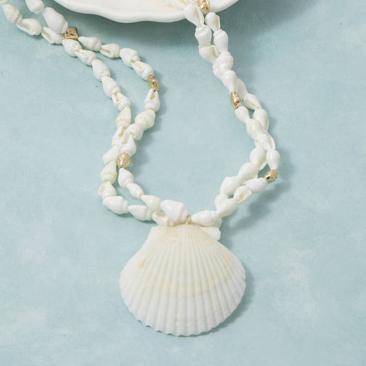 Shell Pendant Bead Necklace