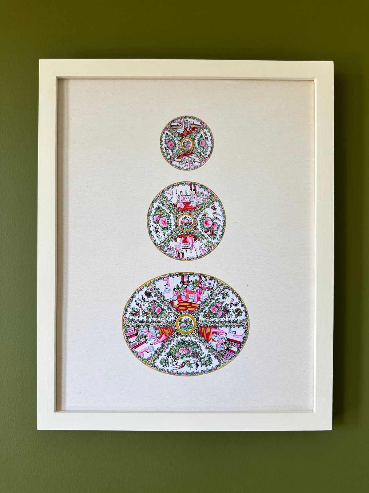 Chinoiserie Trio Watercolor Art Print Grandmillennial