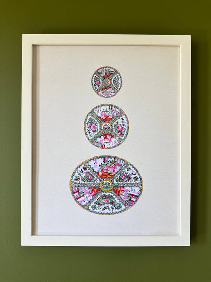 Chinoiserie Trio Watercolor Art Print Grandmillennial