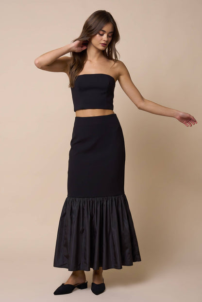 Black Strapless Mermaid Skirt Set