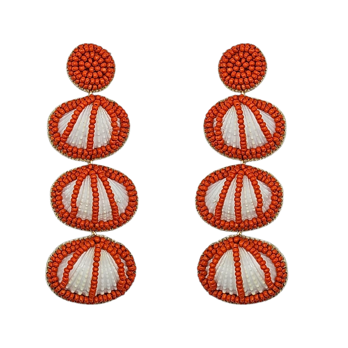Coral Beaded Shell Earrings