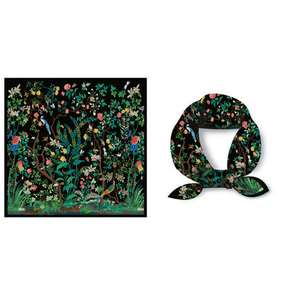 Black Floral Silk Scarf