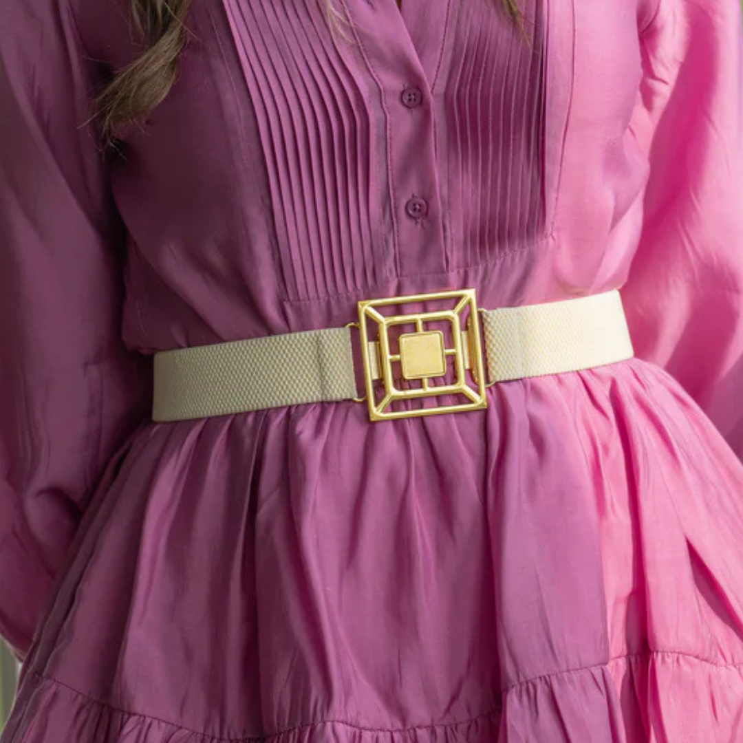 Winter White Stretch Belt Band – Adjustable & Versatile: Winter White / M