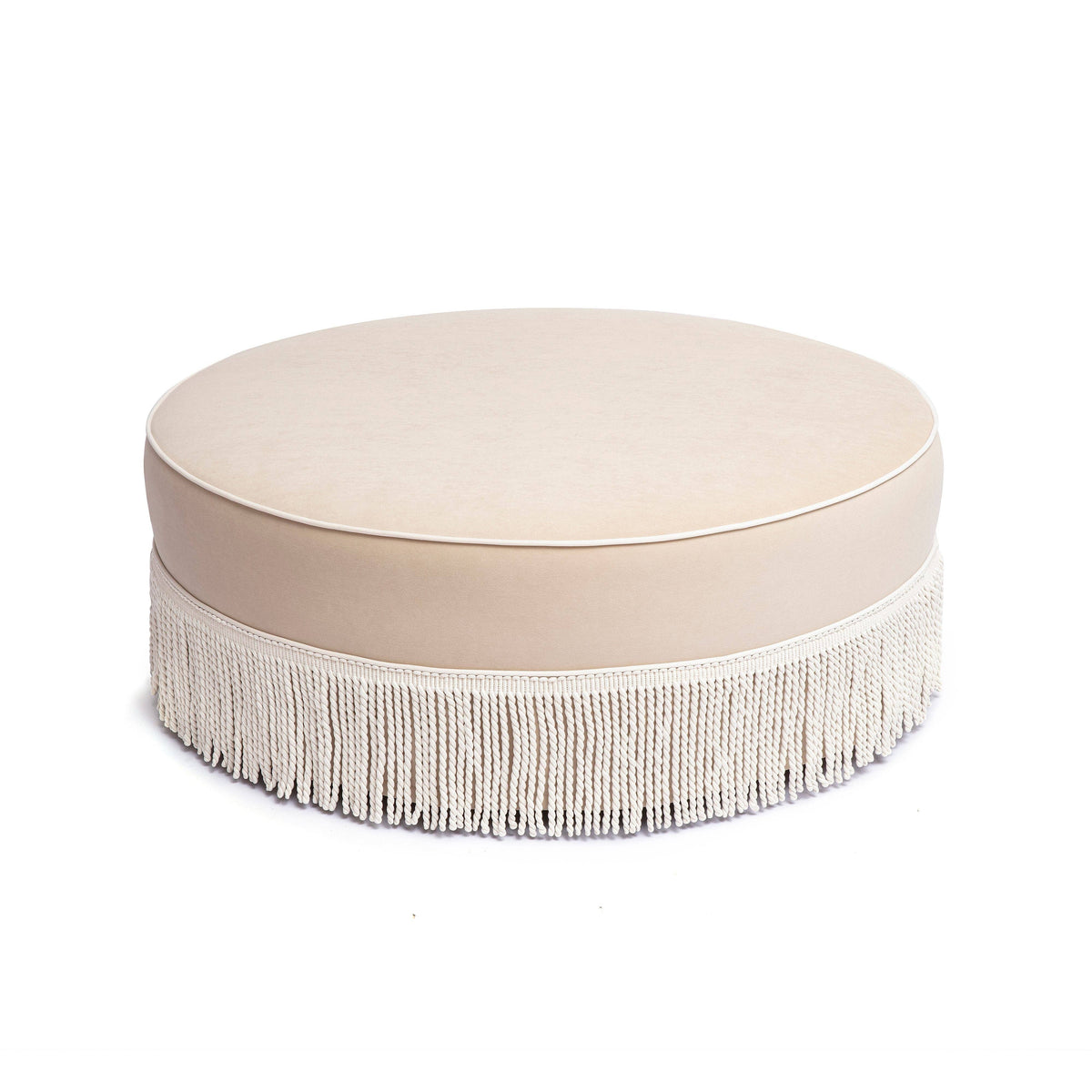 Pink Tasseled Round Ottoman
