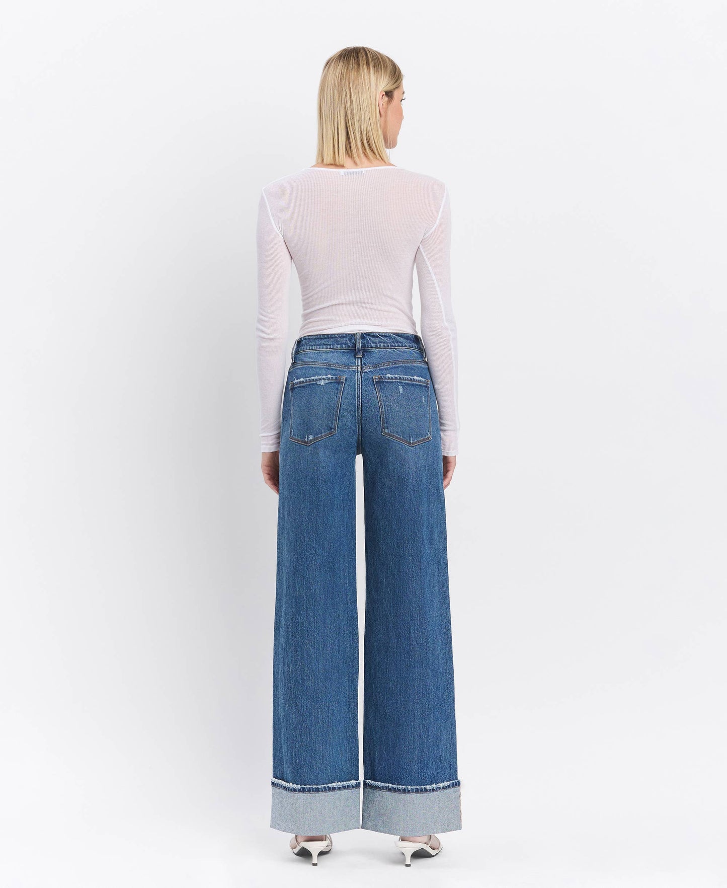 HIGH RISE WIDE CUFF JEANS