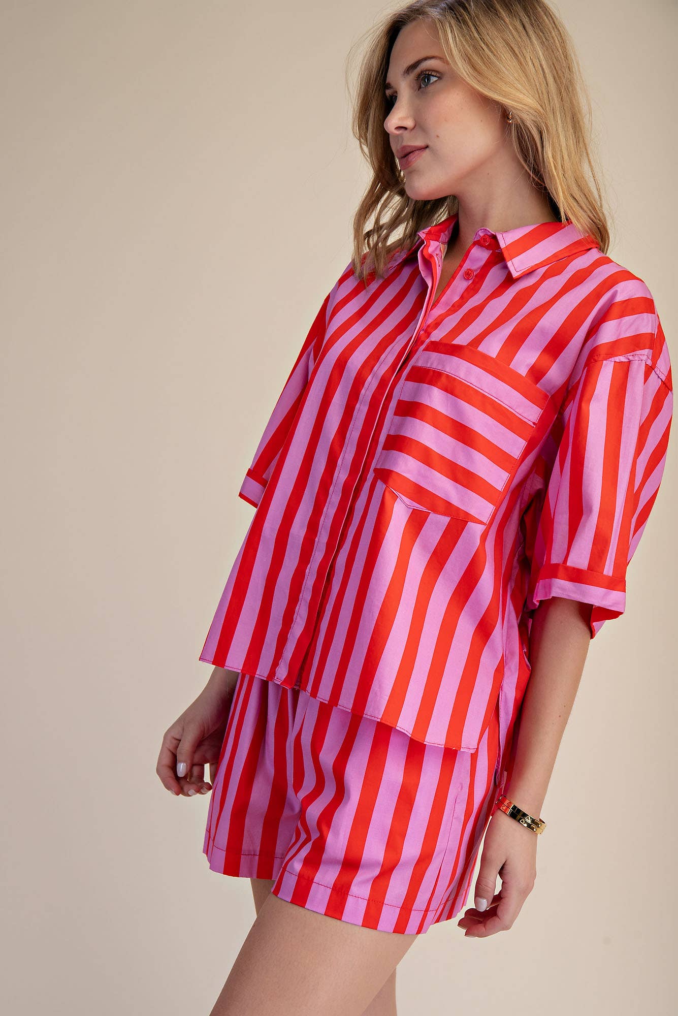 Black & White Striped Short Set