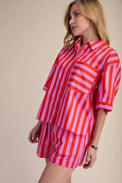 Black & White Striped Short Set