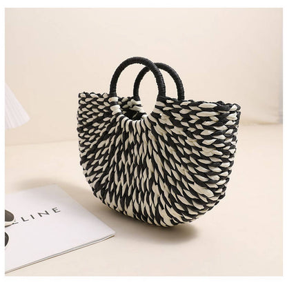 Black & White Straw Tote
