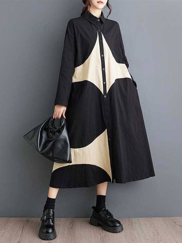 Black & Cream A-Line Dress