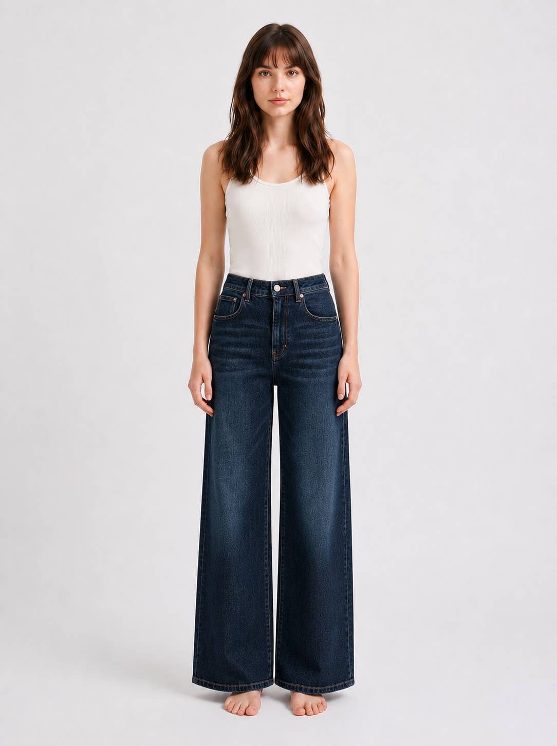 WIDE LEG VINTAGE WASH JEANS