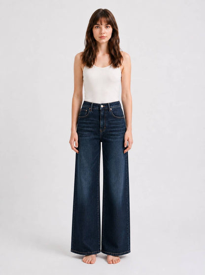 WIDE LEG VINTAGE WASH JEANS