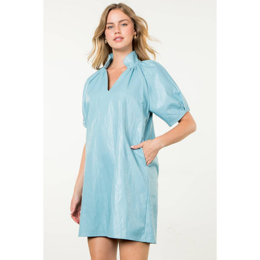 Light Blue Leather Dress