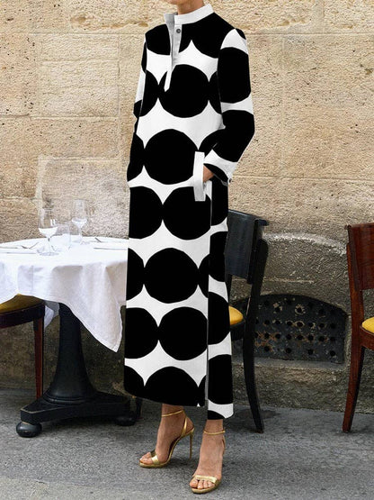 Black & White Polka Dot Midi Dress