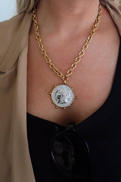 TWO TONED COIN NECKLACE