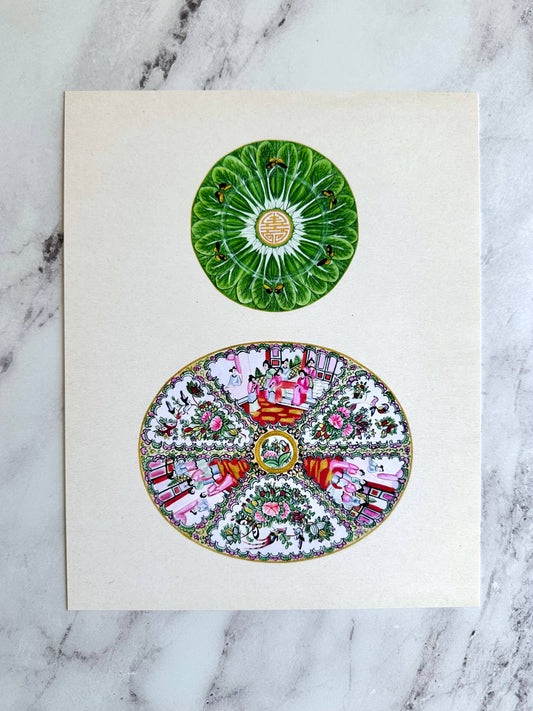 Bok Choy & Rose Medallion Print - 11x14"